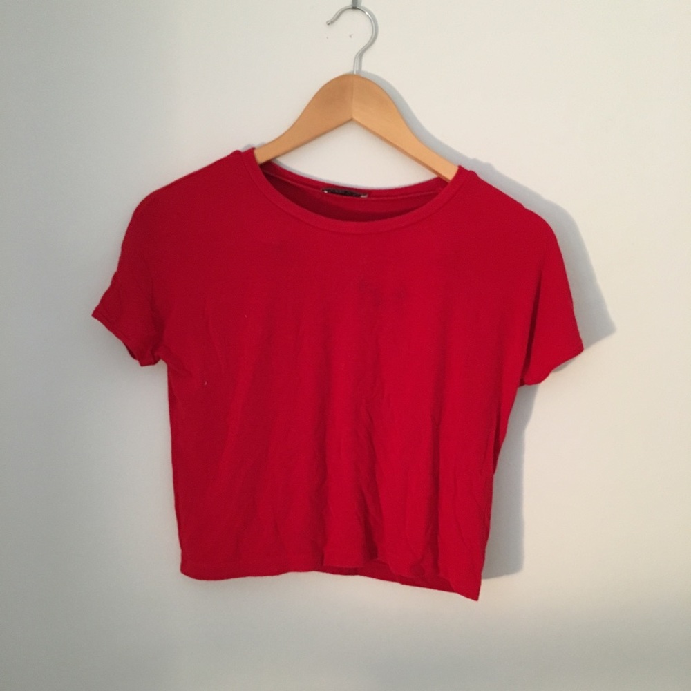 Zara red crop top